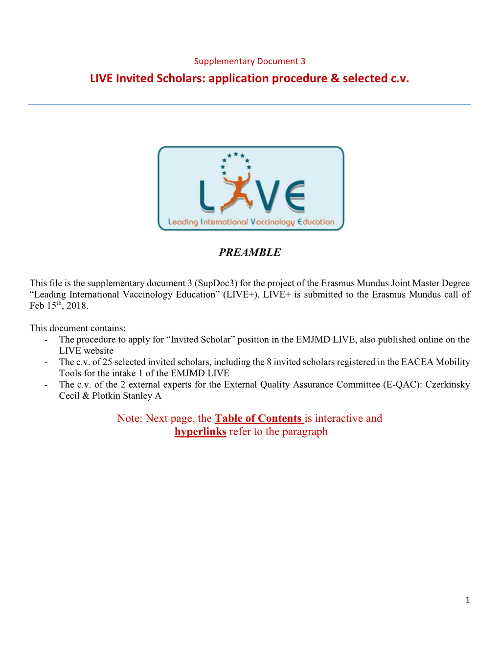 Application Procedure & Selected Cv