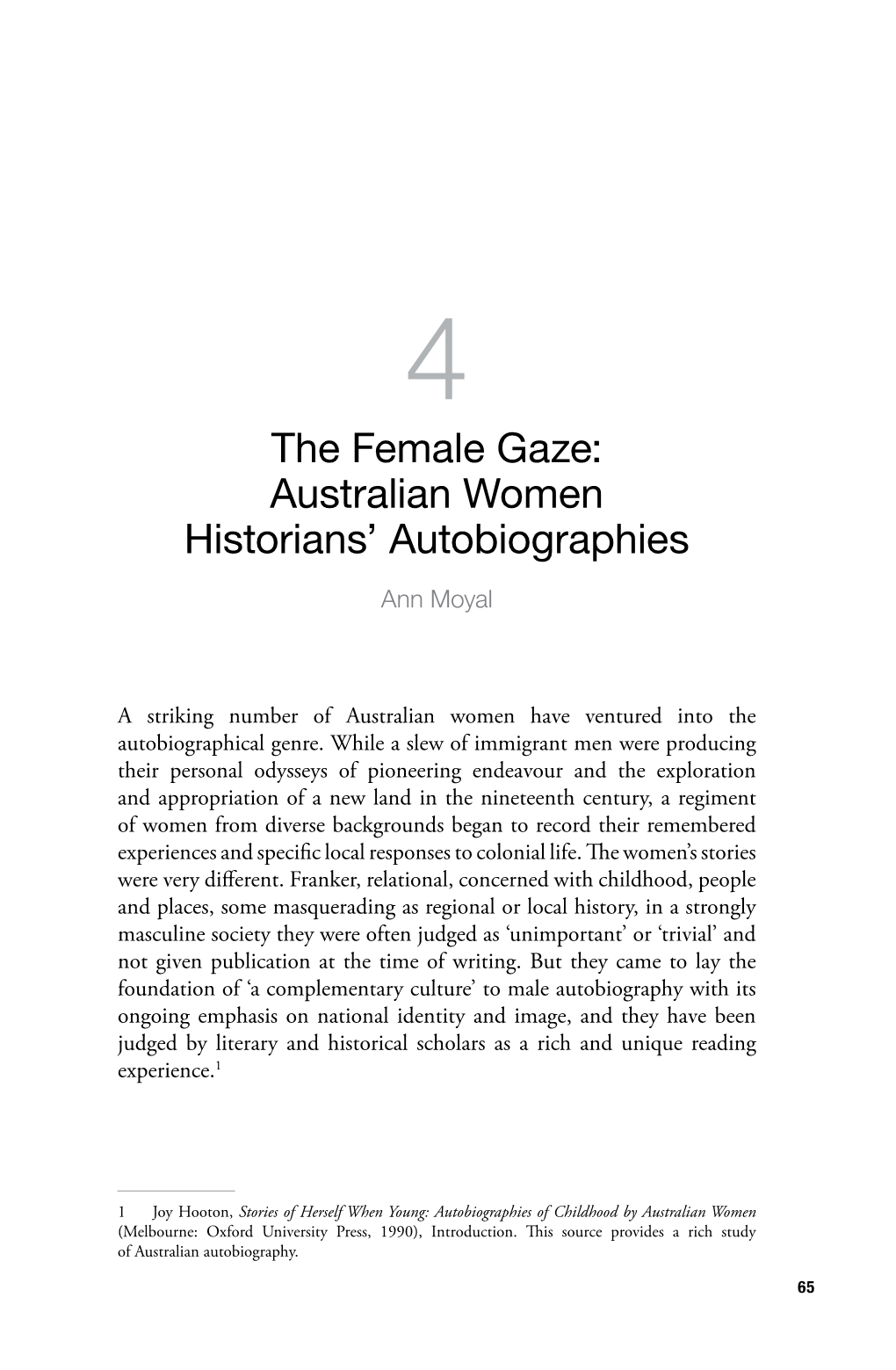 Australian Women Historians' Autobiographies