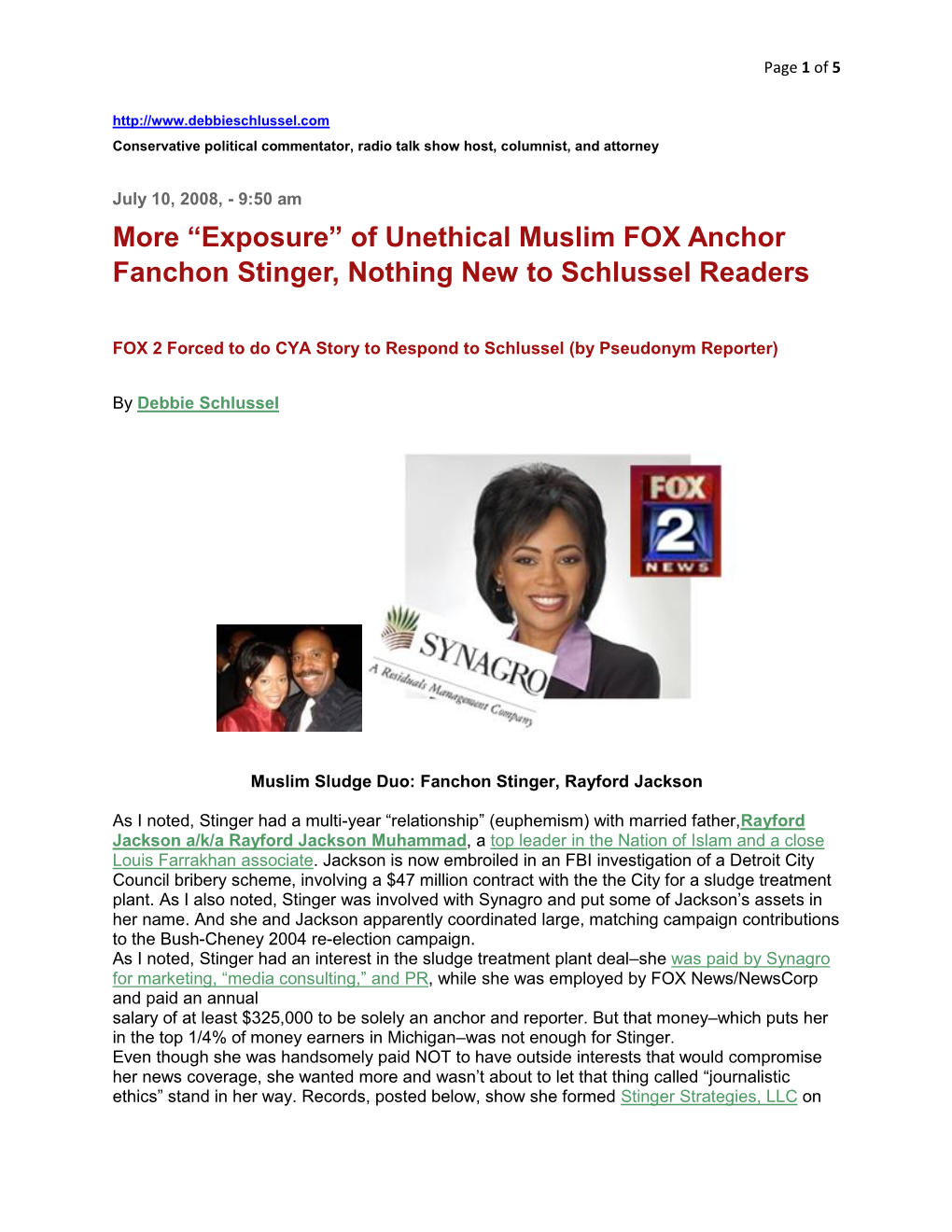 Of Unethical Muslim FOX Anchor Fanchon Stinger, Nothing New to Schlussel Readers