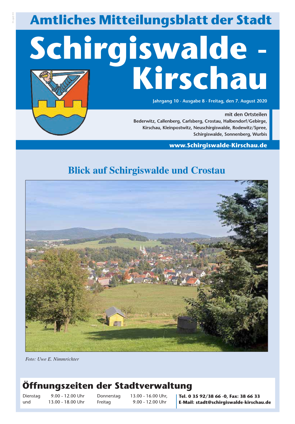 Amtliches Mitteilungsblatt Der Stadt Schirgiswalde - Kirschau Jahrgang 10 · Ausgabe 8 · Freitag, Den 7