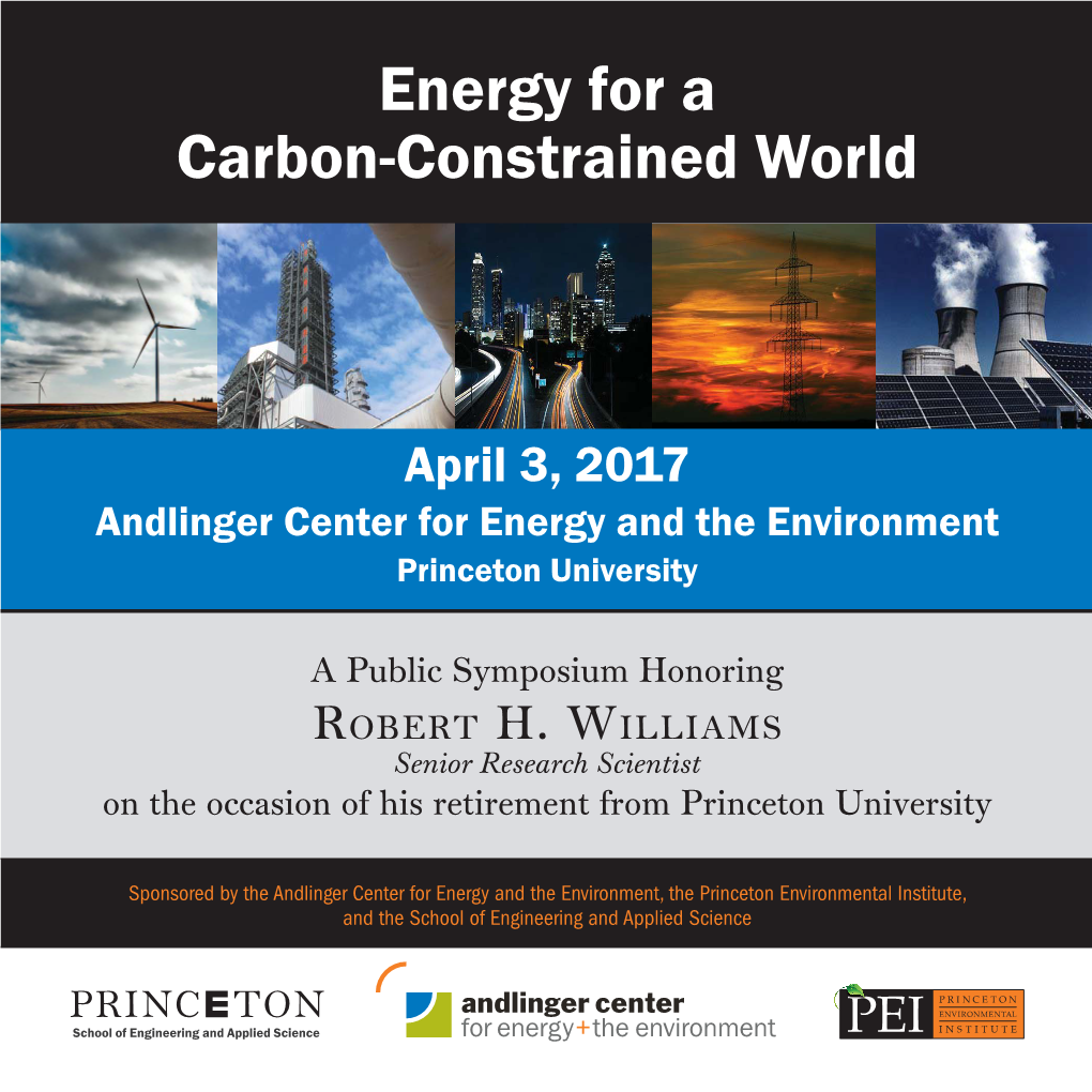 Symposium:Energy Energy for a for a Carbon-Constrainedcarbon-Constrained World World
