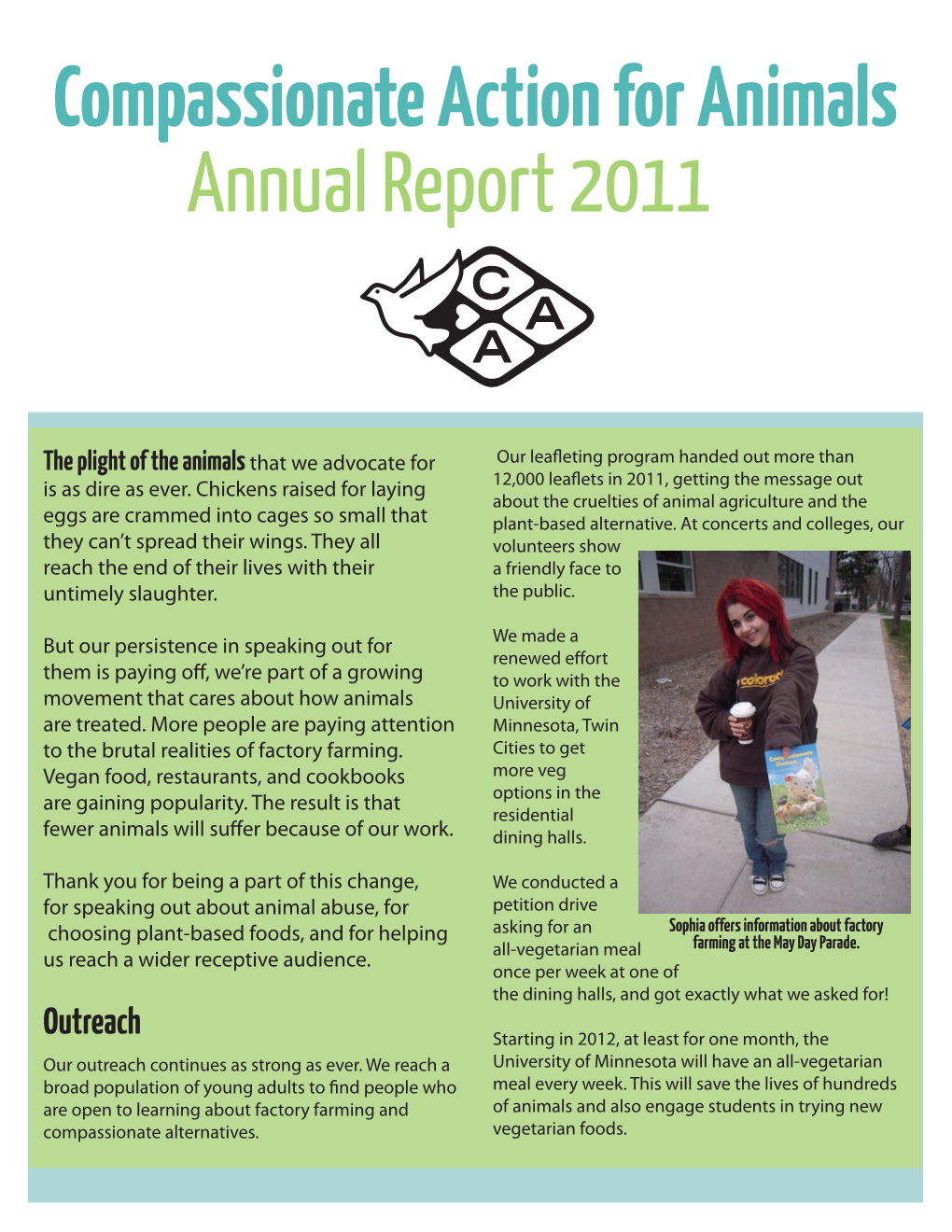 Compassionate Action for Animals Annual Report 2011