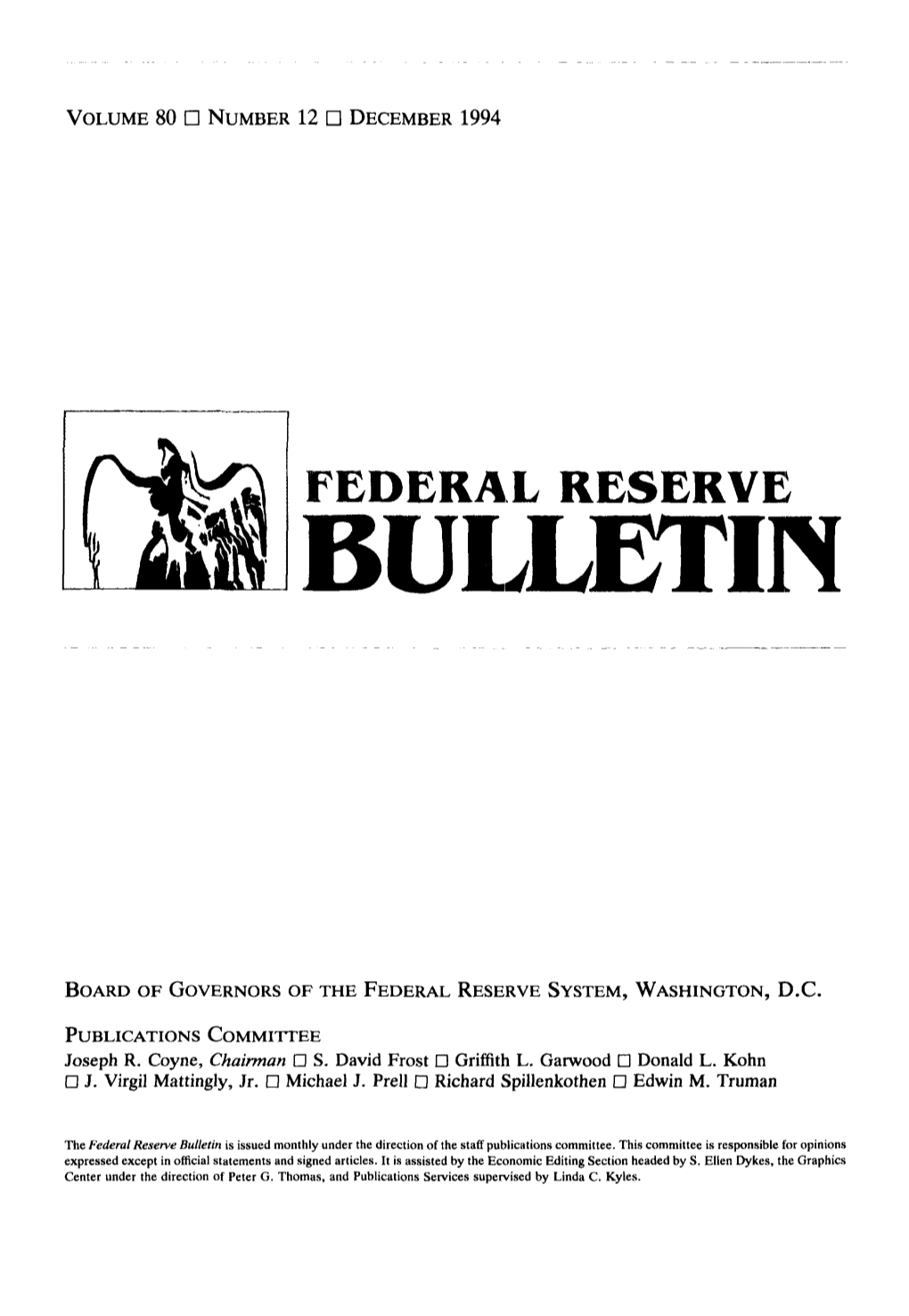 Federal Reserve Bulletin December 1994