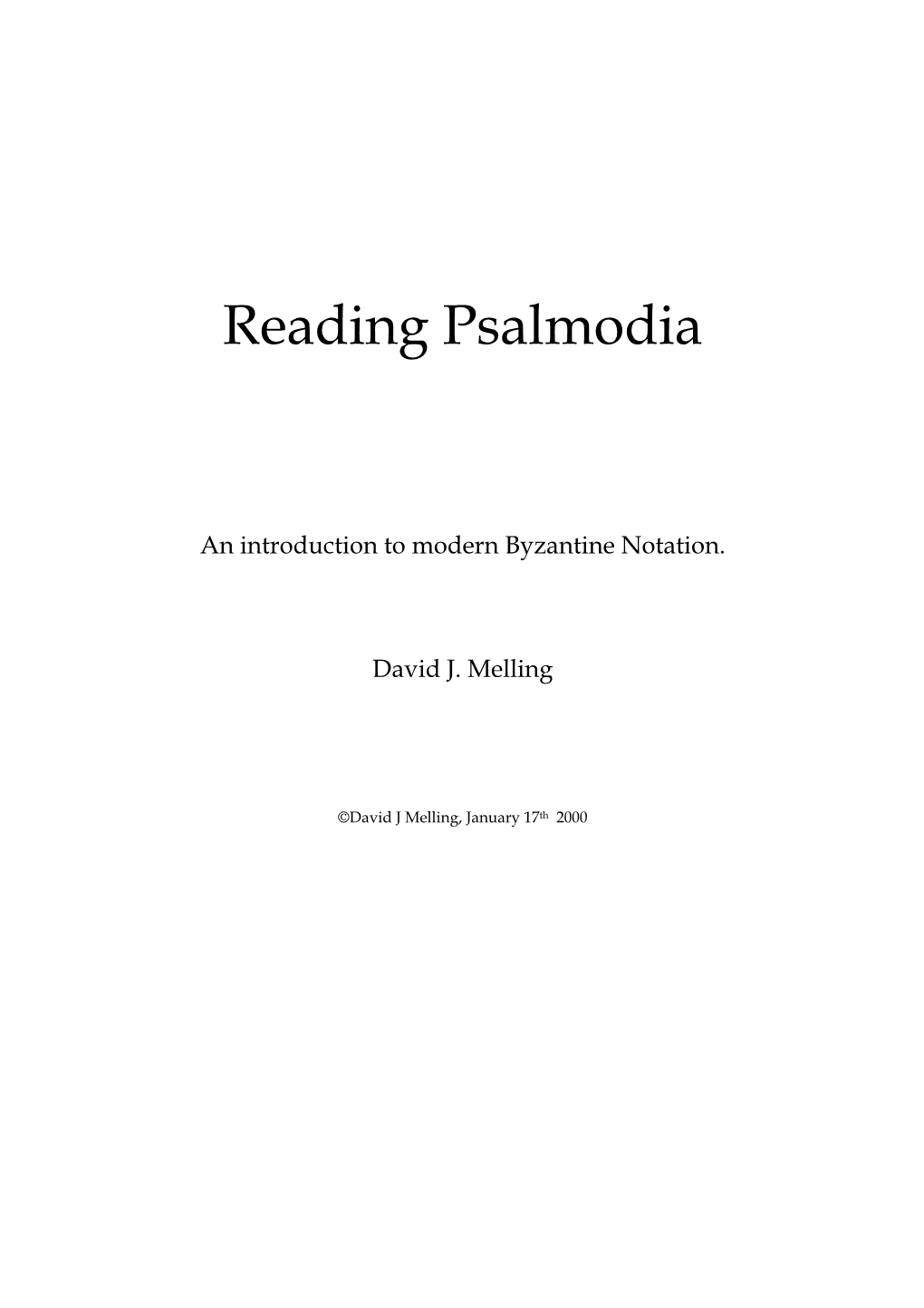 Reading Psalmodia