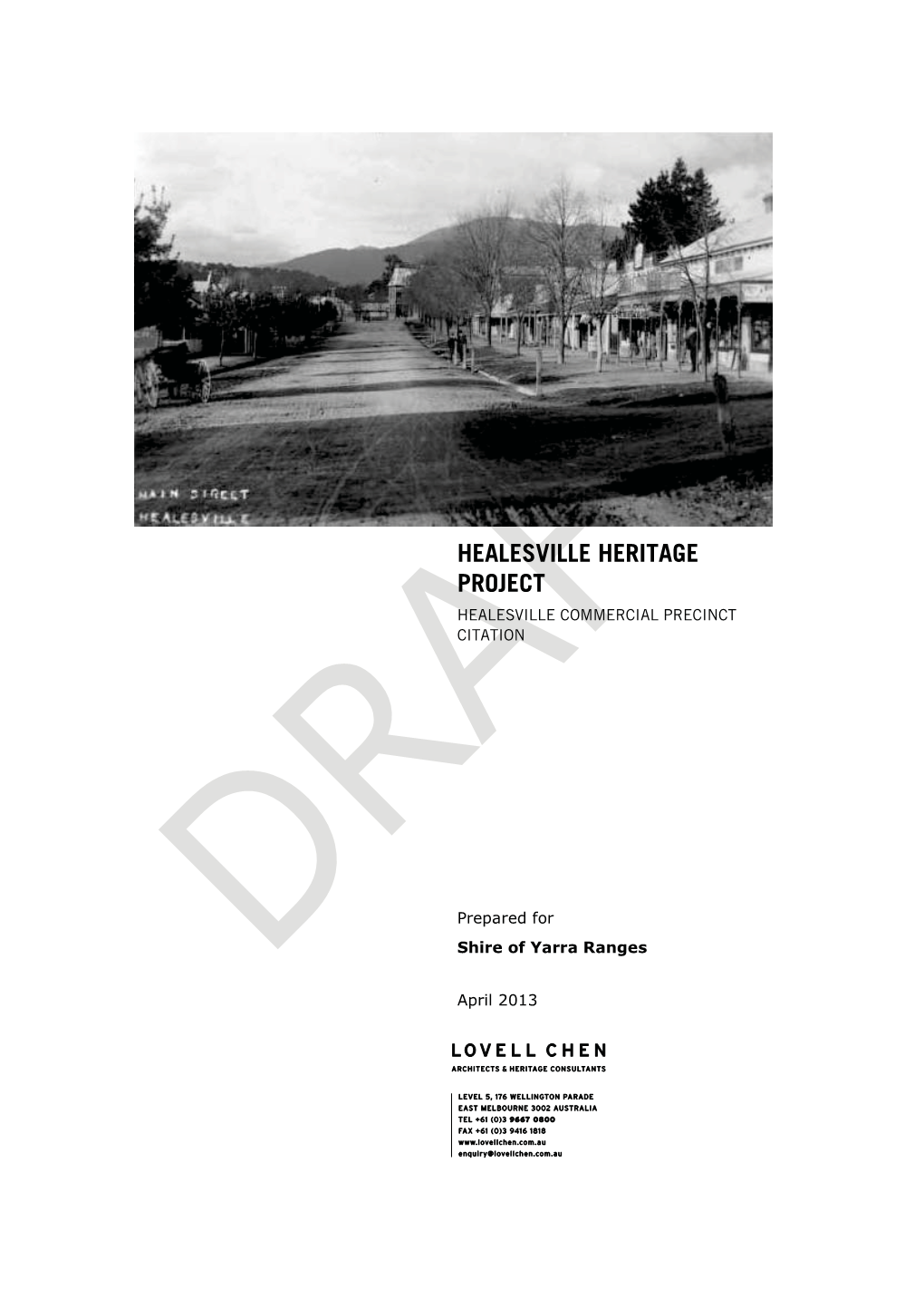 Healesville Heritage Project Healesville Commercial Precinct Citation