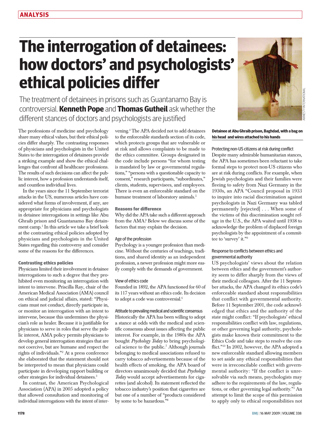 The Interrogation of Detainees: How Doctors' and Psychologists' Ethical