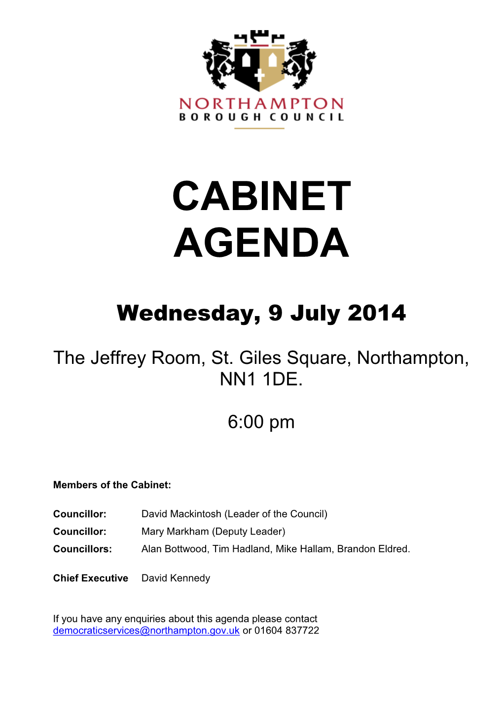 (Public Pack)Agenda Document for Cabinet, 09/07/2014 18:00