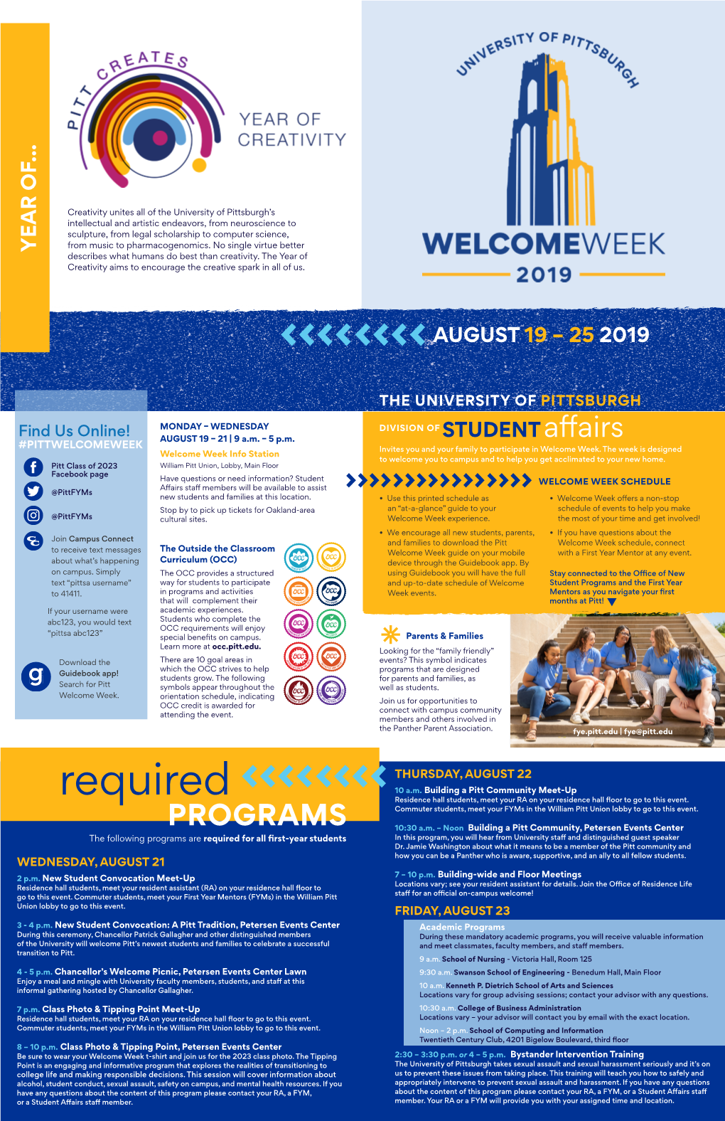 WELCOME WEEK! for Our Full Schedule and Descriptions