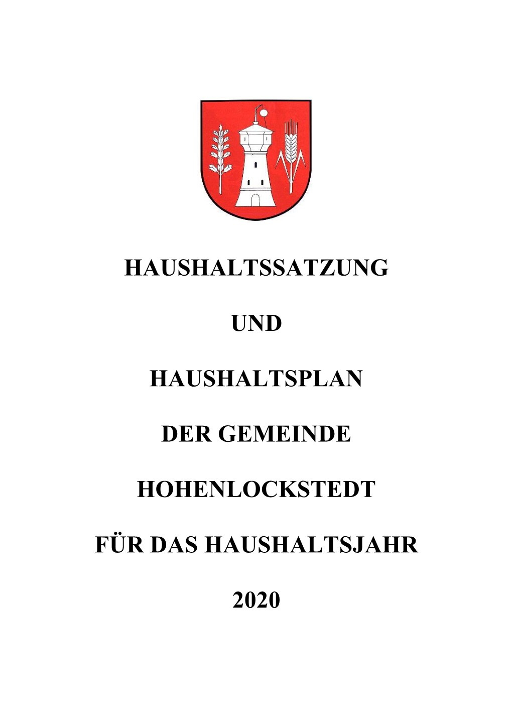 Haushaltssatzung Und Haushaltsplan Der