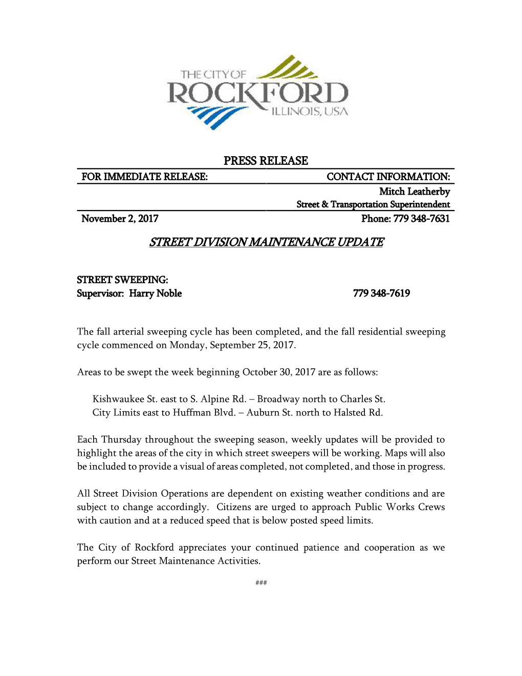 Public Works Update