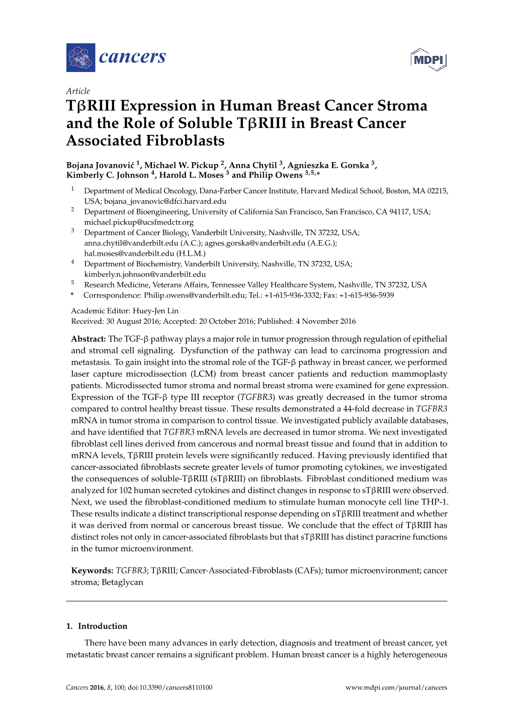 TRIII Expression in Human Breast Cancer Stroma and the Role of Soluble TRIII in Breast Cancer Associated Fibroblasts