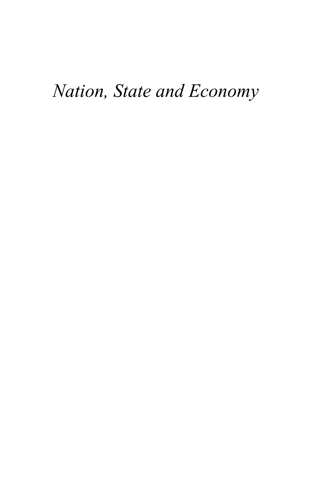 Nation, State and Economy