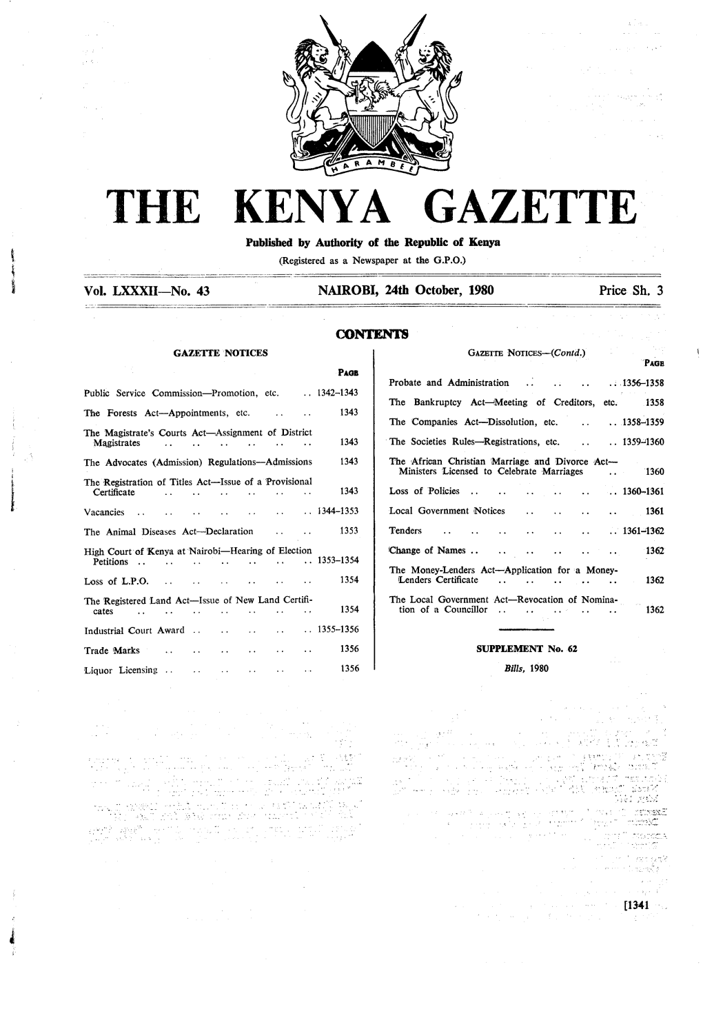 Kenya Gazette $343