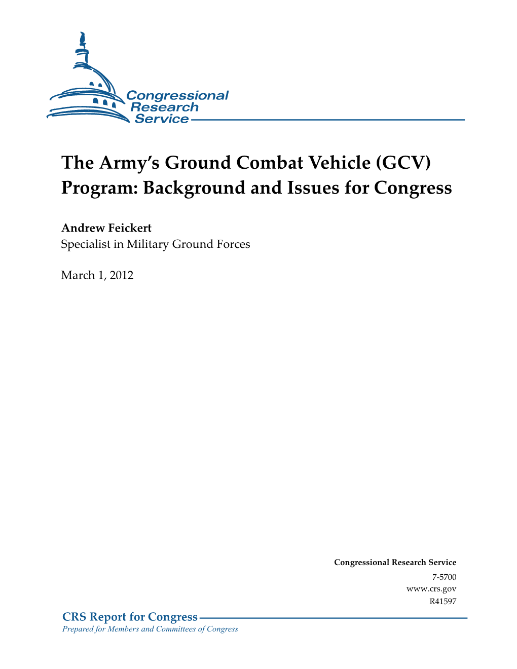 The Army's Ground Combat Vehicle (GCV)