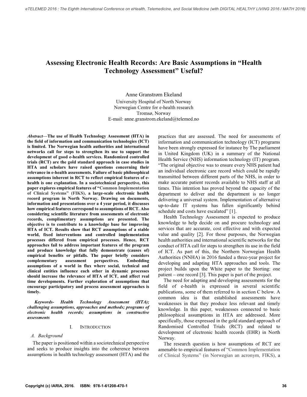 Assessing Electronic Health Records: Are Basic Assumptions in “Health Technology Assessment” Useful?