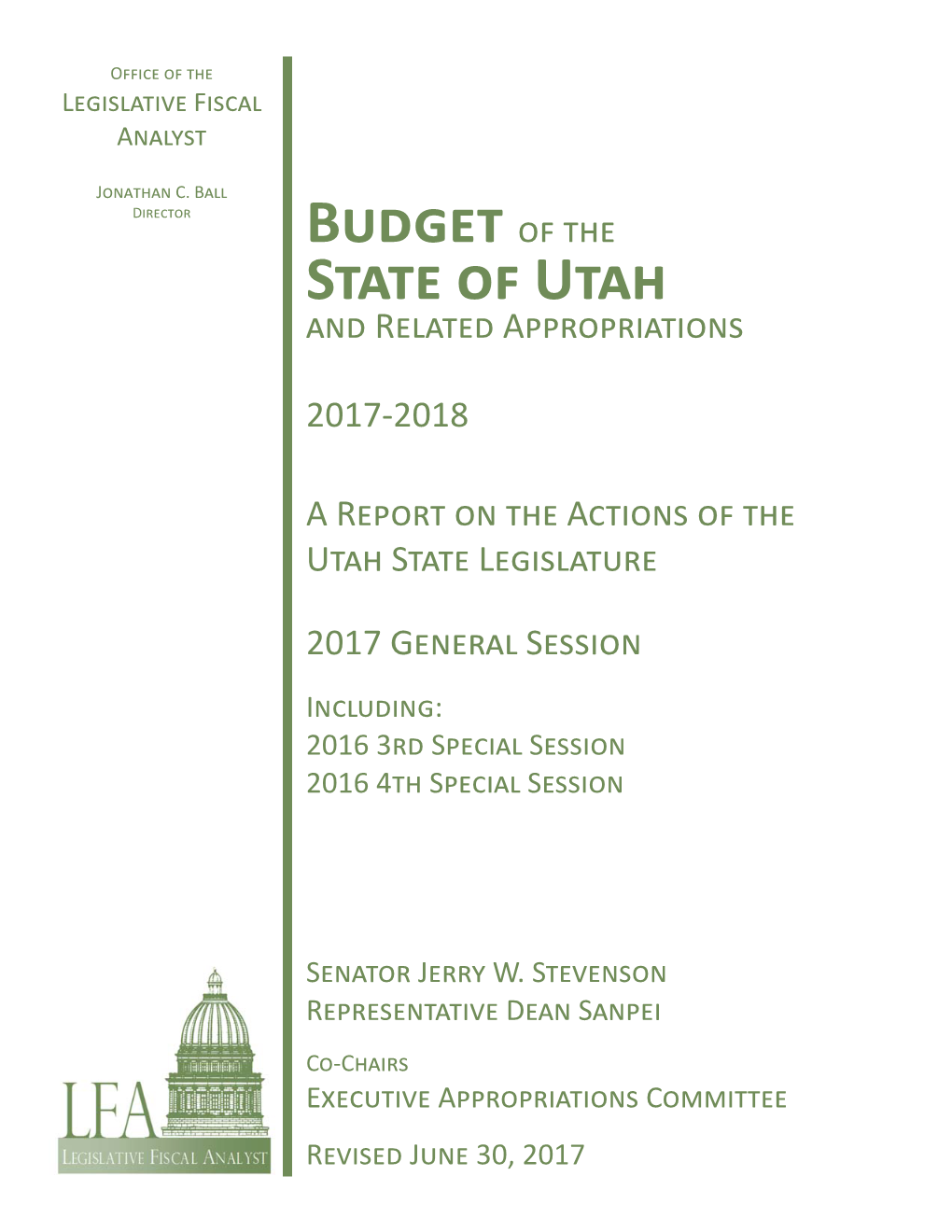 Budget of the State of Utah, 2017-2018