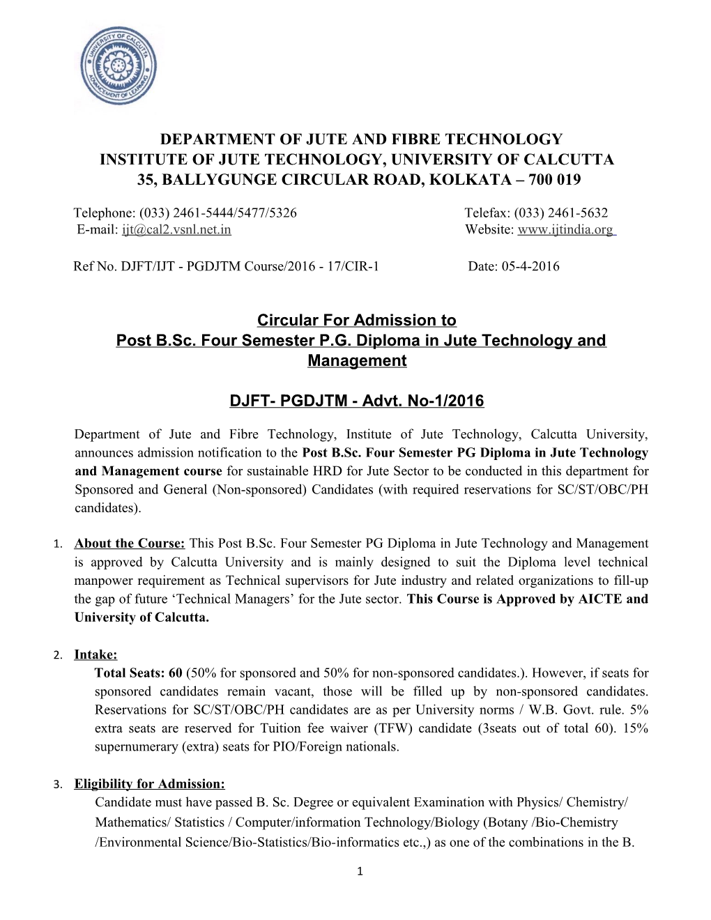 Department of Jute and Fibre Technology