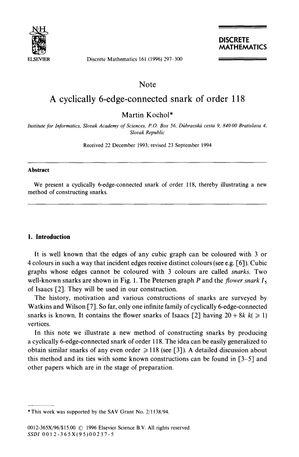 Note a Cyclically 6-Edge-Connected Snark of Order 118