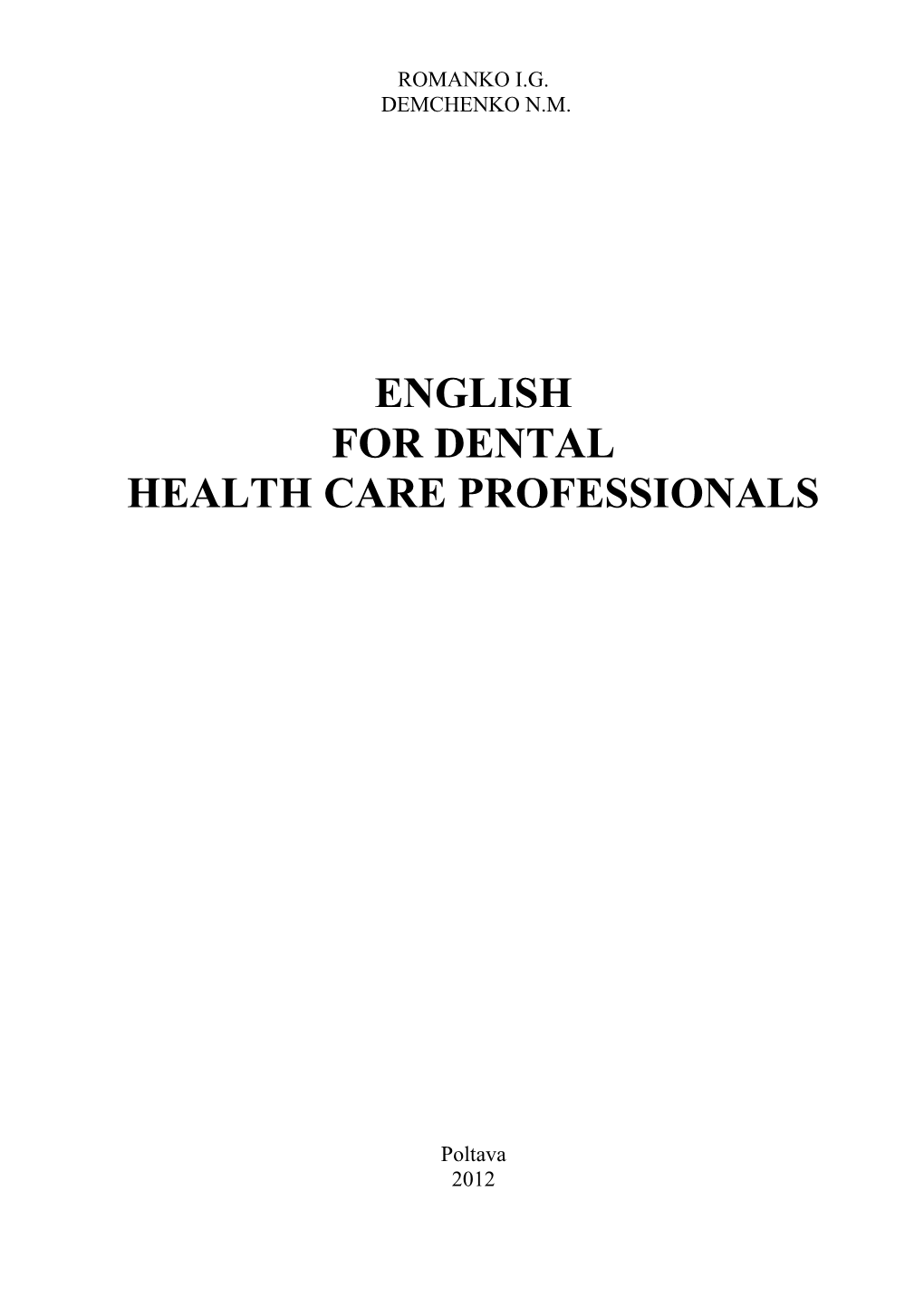 English for Dental Health Care Professionals