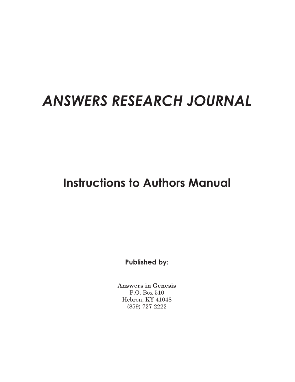 Answers Research Journal