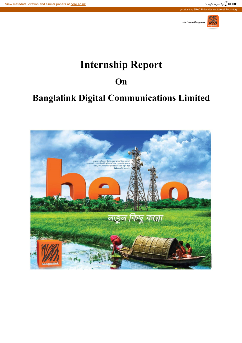 Internship Report on Banglalink Digital Communications Limited
