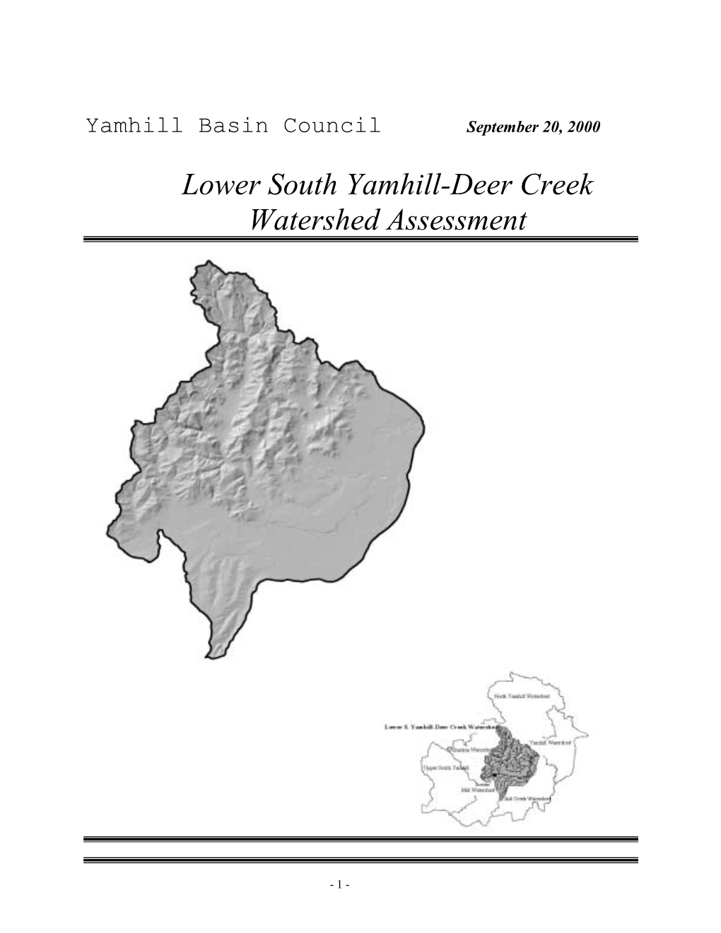 Lower South Yamhill-Deer Creek Watershed Assessment