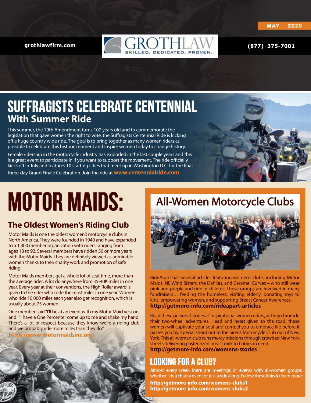 Motor Maids: All-Women Motorcycle Clubs the Oldest Women’S Riding Club Motor Maids Is One the Oldest Women’S Motorcycle Clubs in North America