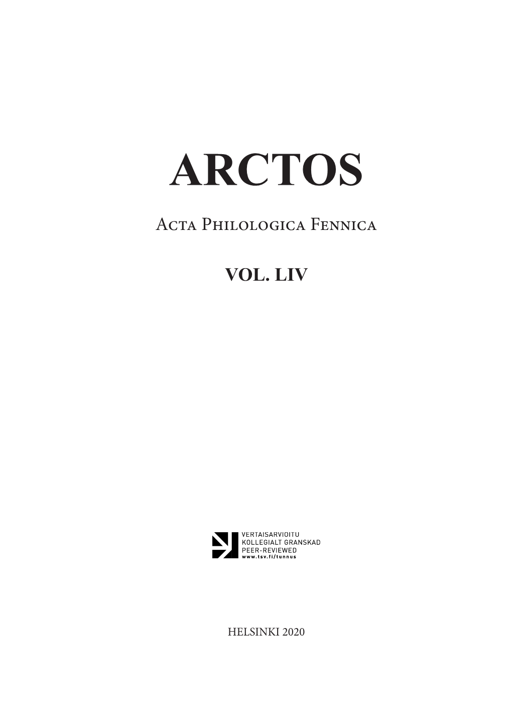 ARCTOS Acta Philologica Fennica