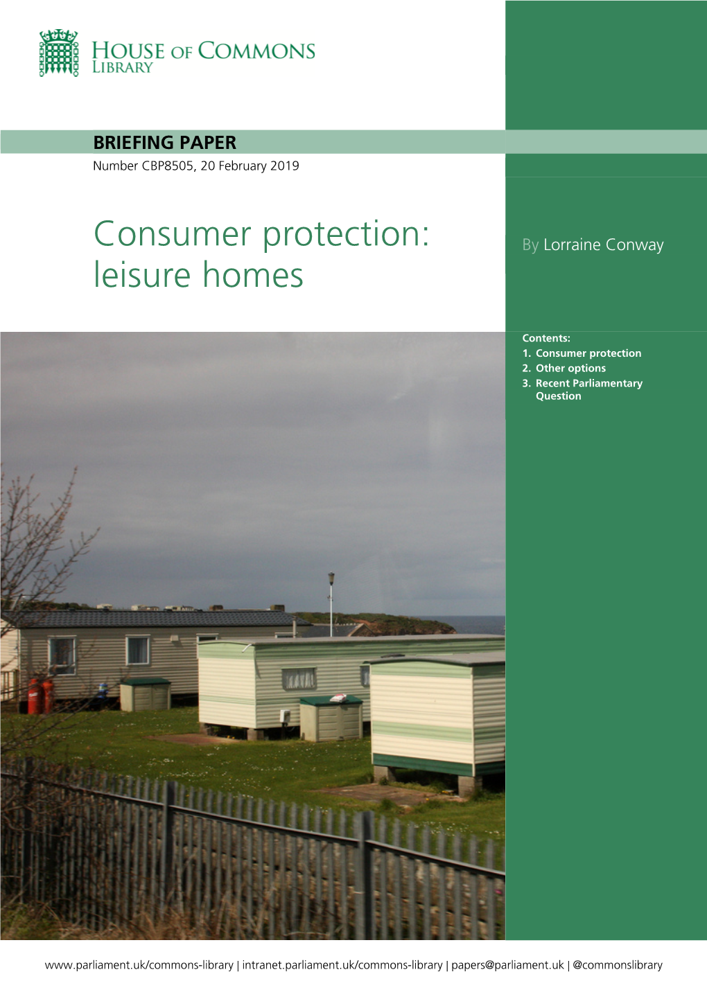 Consumer Protection: Leisure Homes