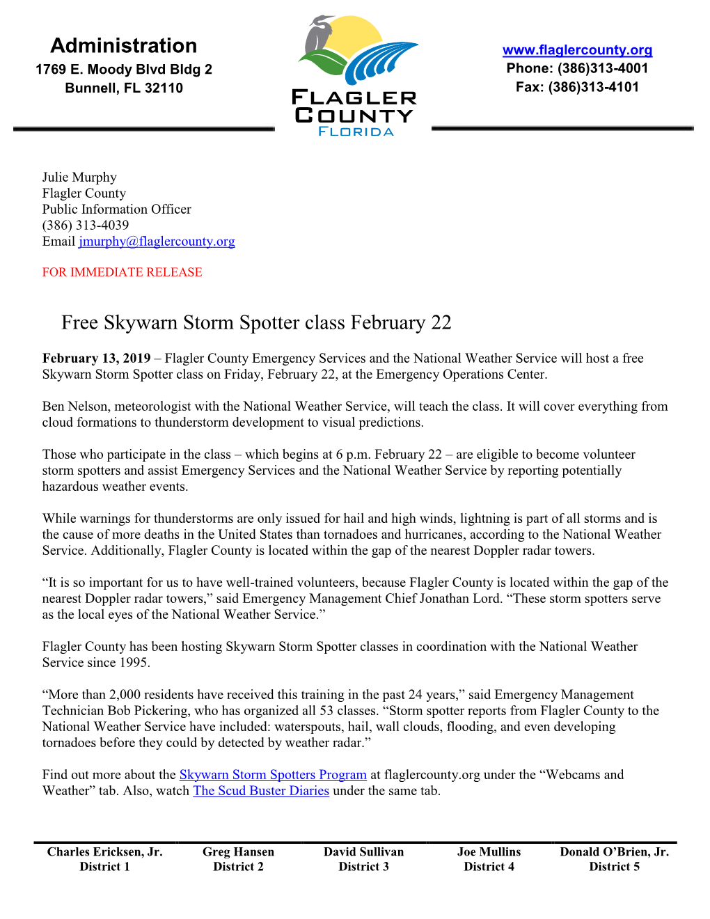 Administration Free Skywarn Storm Spotter Class February 22
