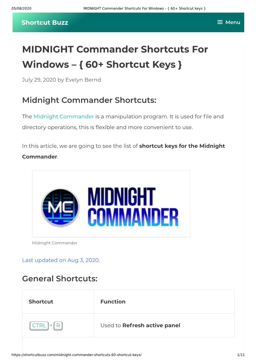 MIDNIGHT Commander Shortcuts for Windows - { 60+ Shortcut Keys }