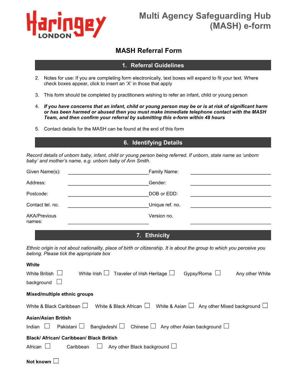 MASH Referral Form