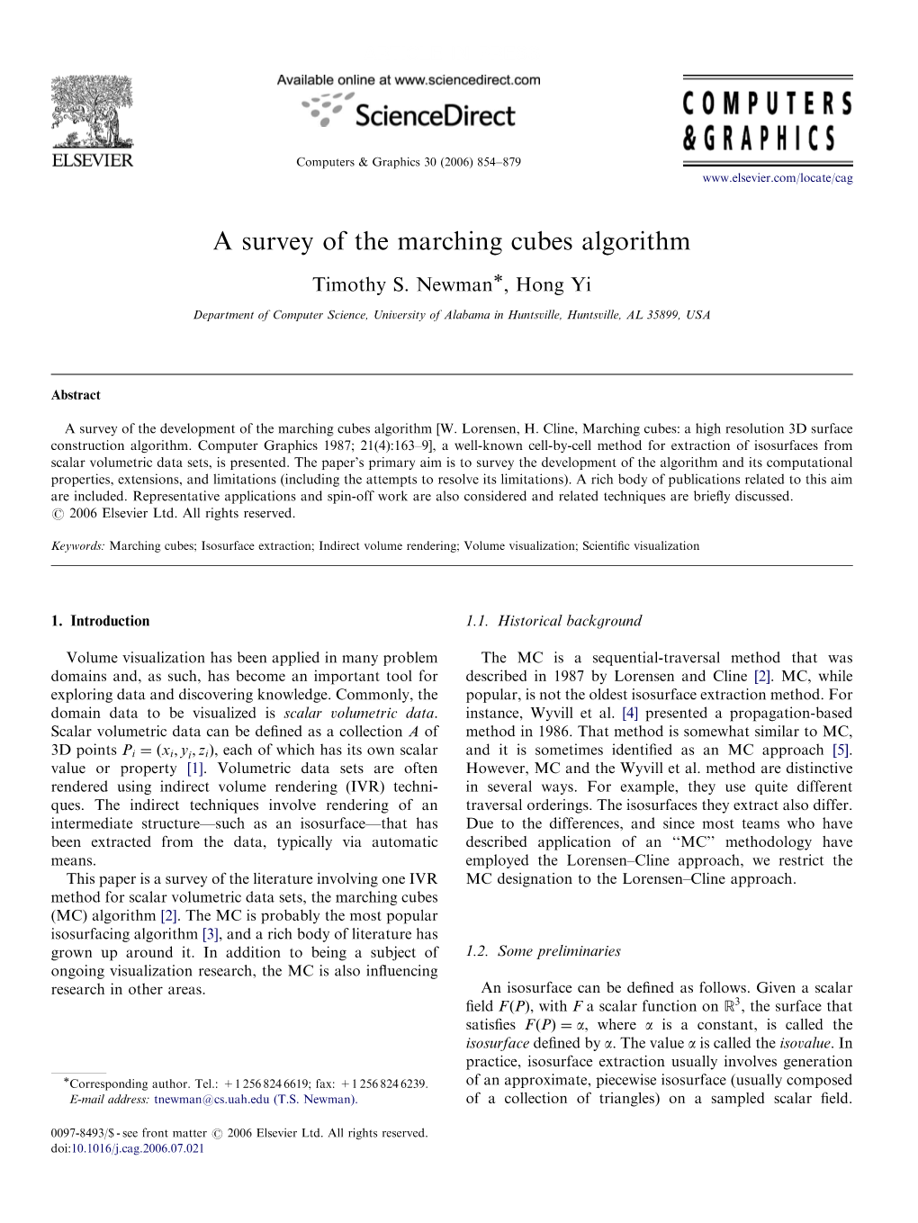 A Survey of the Marching Cubes Algorithm