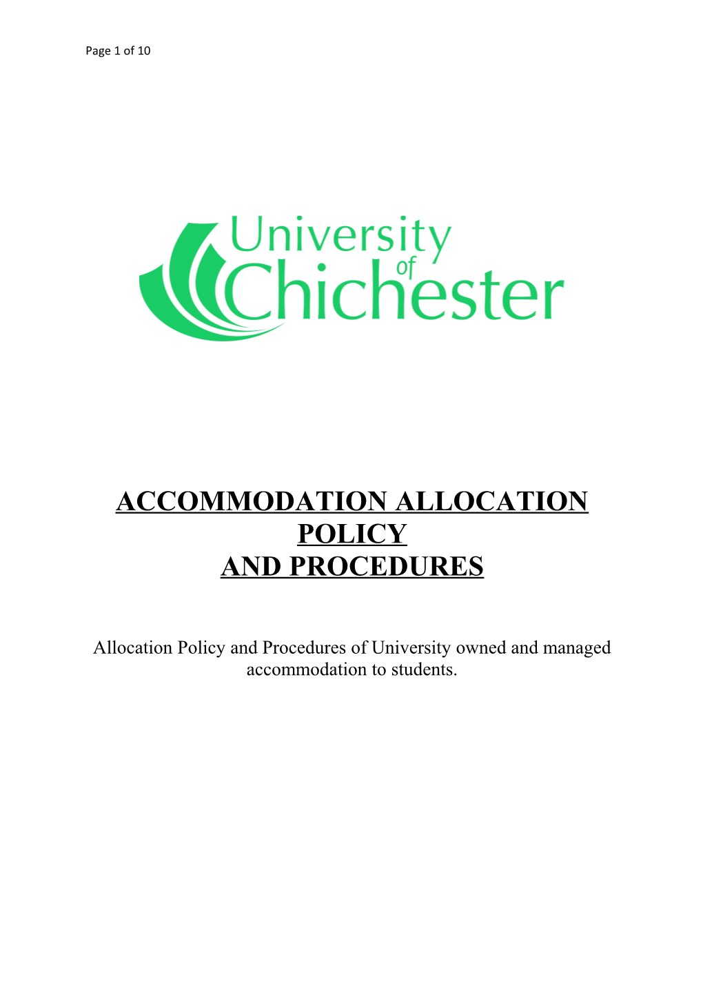 Accommodation Allocation Policy