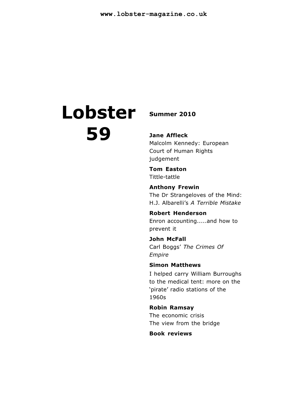 Lobster Issue 59