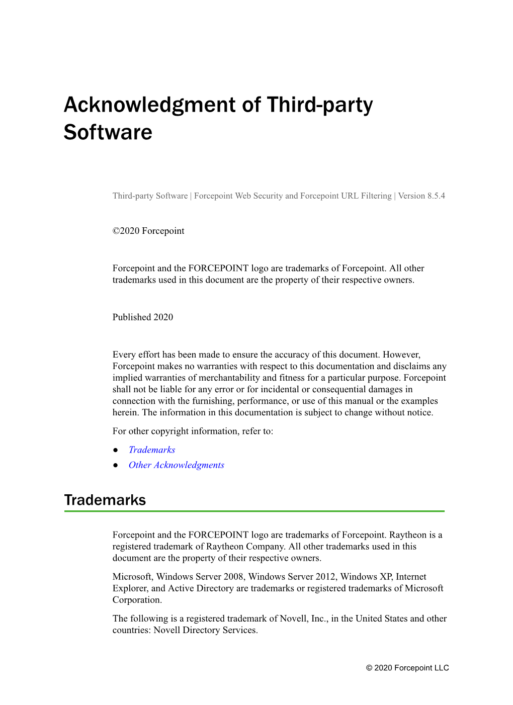 Acknowledgment of Third-Party Software for Web Security and Urlfiltering