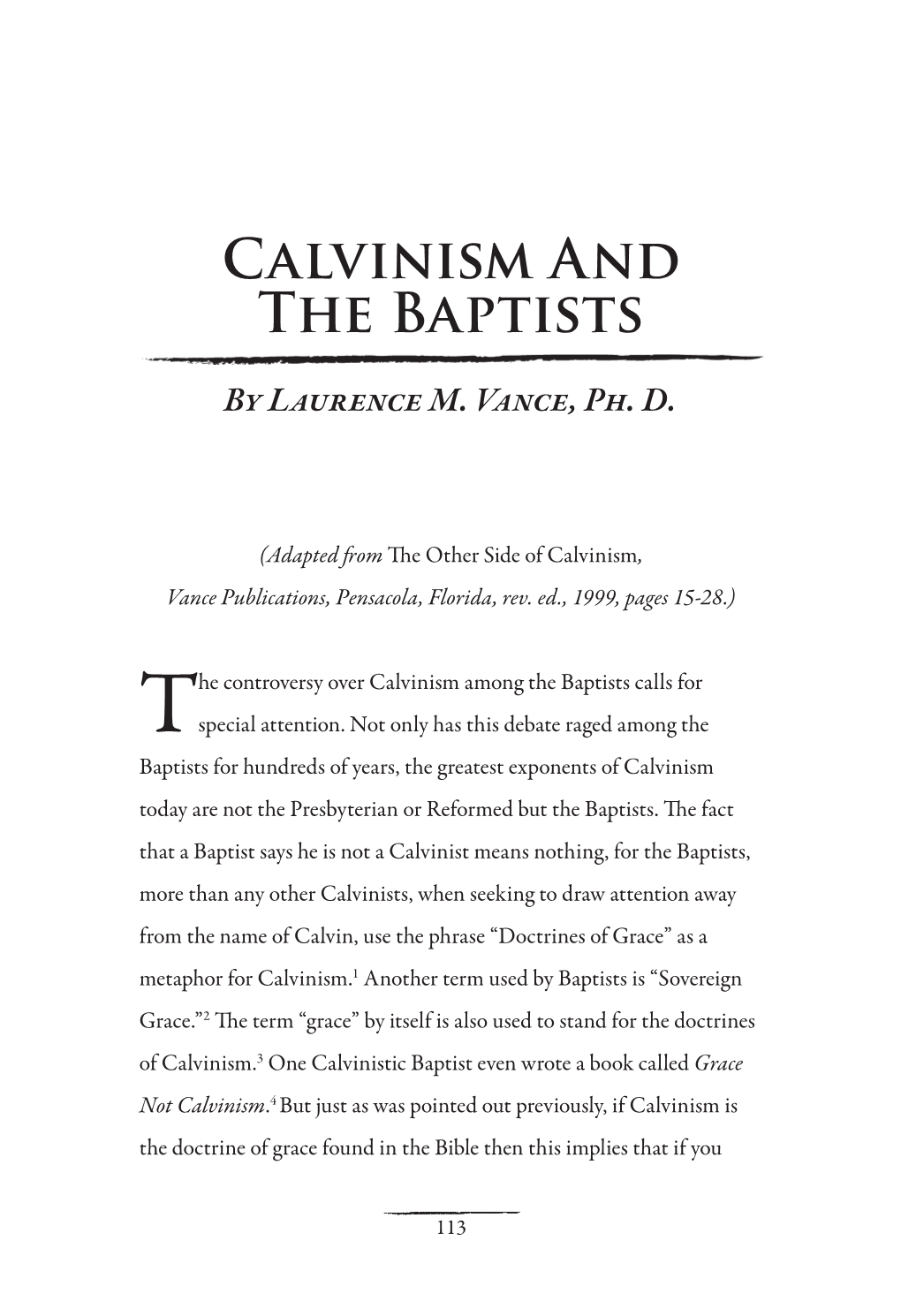 Calvinism and the Baptists