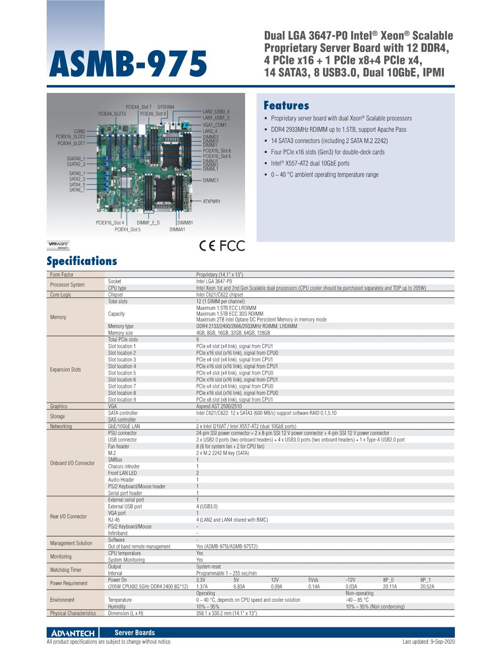 ASMB-975 14 SATA3, 8 USB3.0, Dual 10Gbe, IPMI