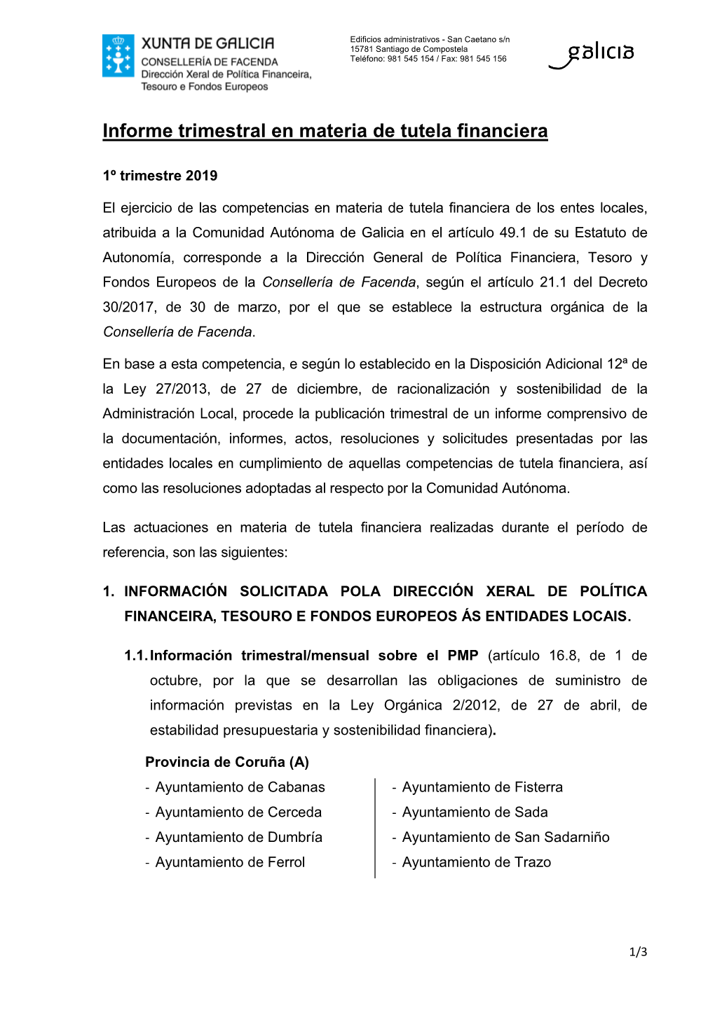 Informe Trimestral En Materia De Tutela Financiera