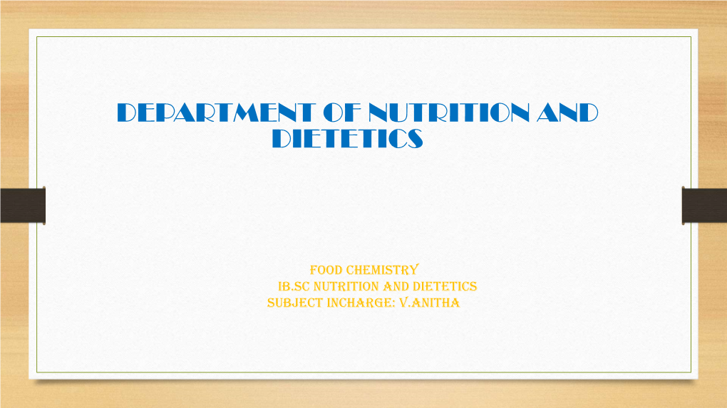 Department of Nutrition and Dietetics