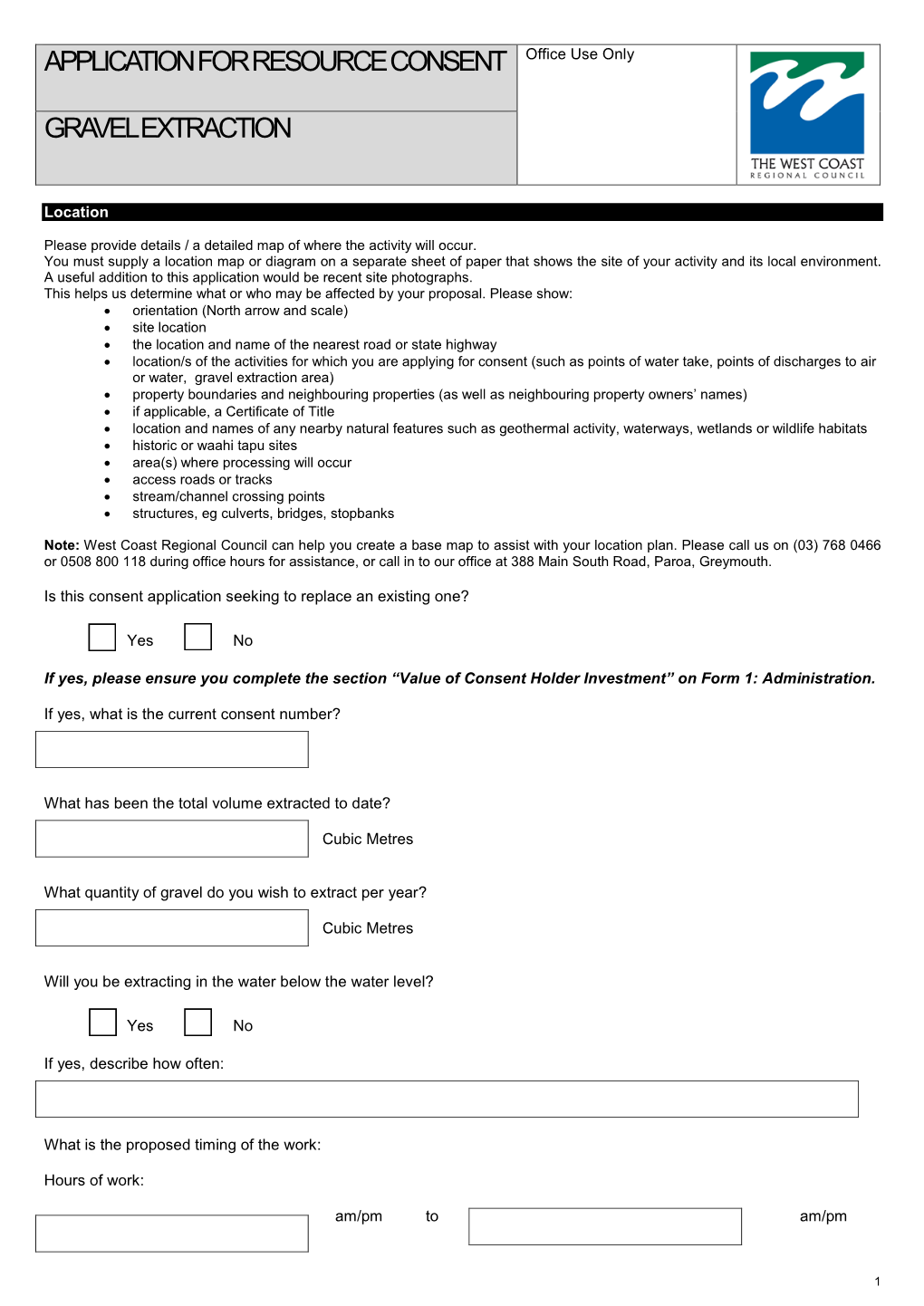 Resource Consent Application Form