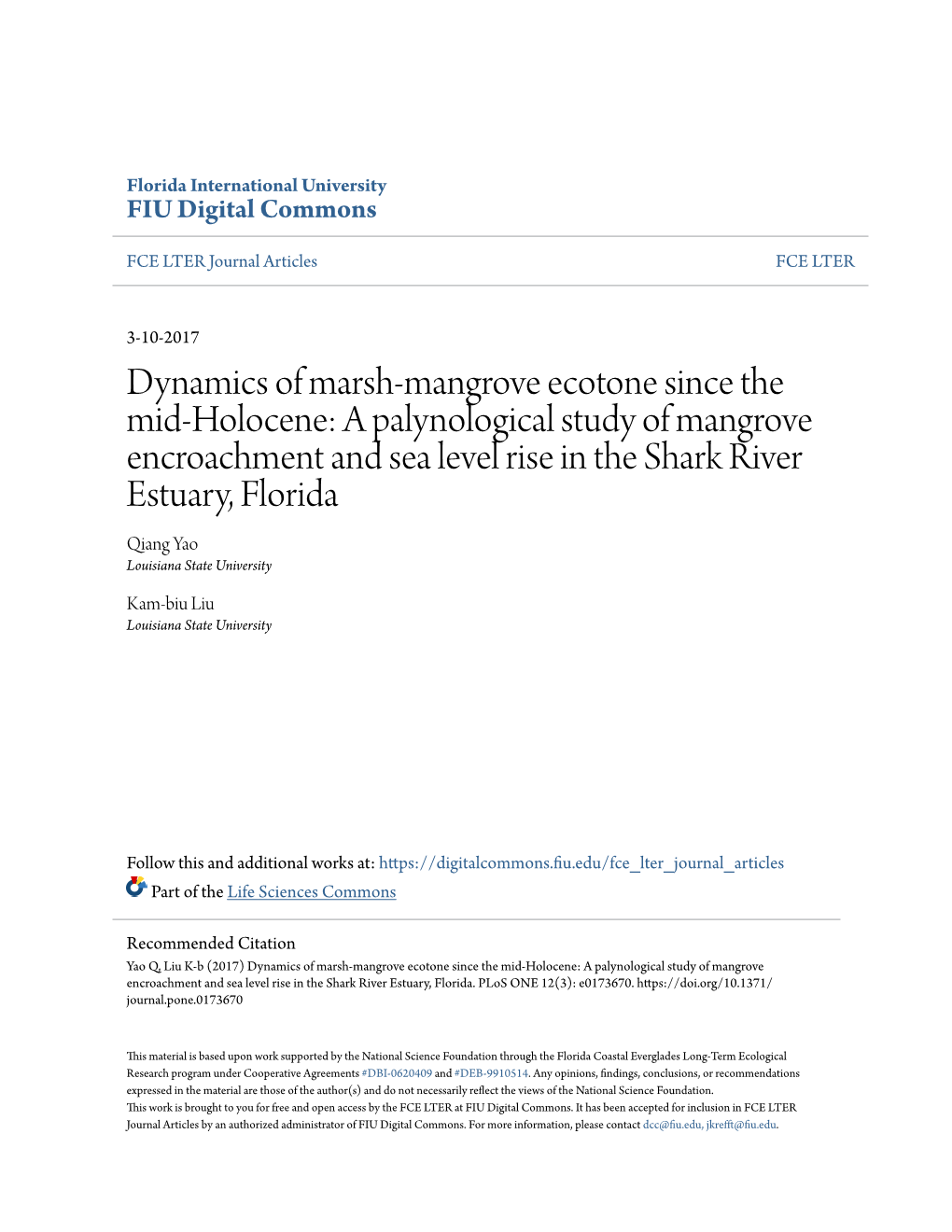 Dynamics of Marsh-Mangrove Ecotone Since the Mid