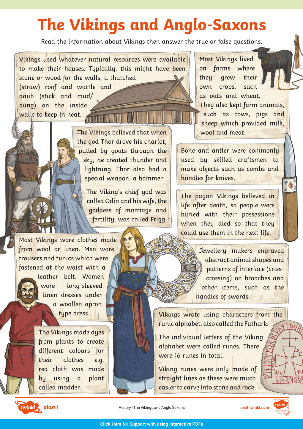 The Vikings and Anglo-Saxons Read the Information About Vikings Then Answer the True Or False Questions