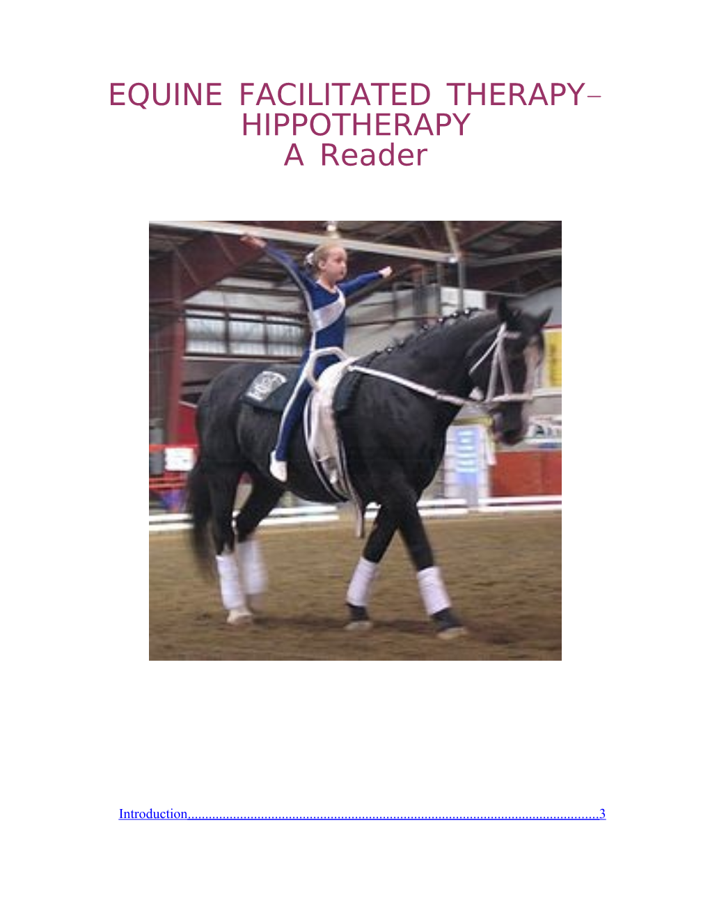 EQUINE FACILITATED THERAPY - HIPPOTHERAPY a Reader