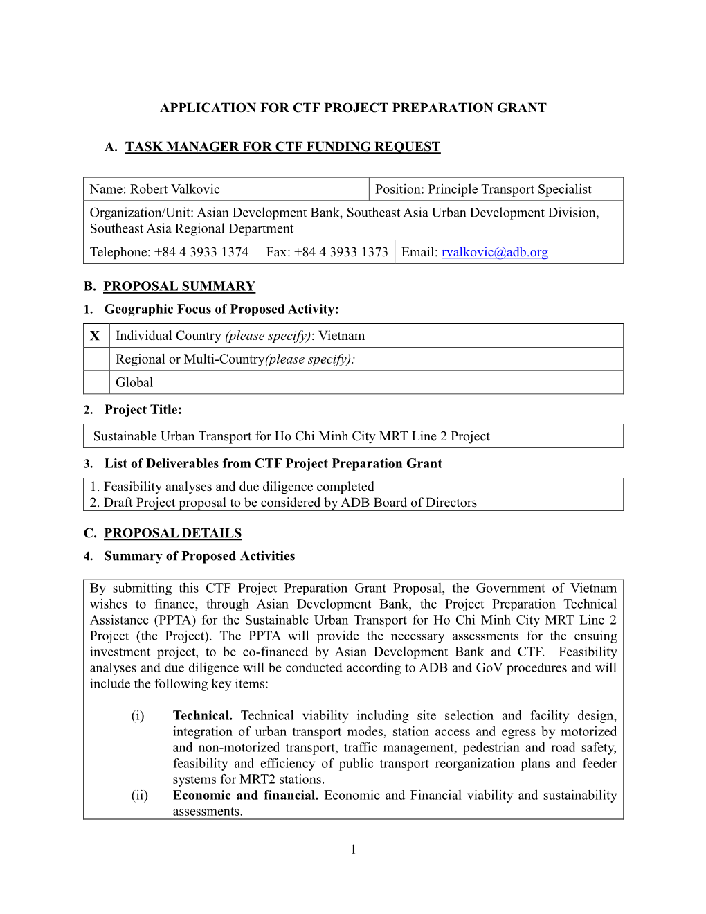 Sustainable Urban Transport for Ho Chi Minh City MRT Line 2 Project