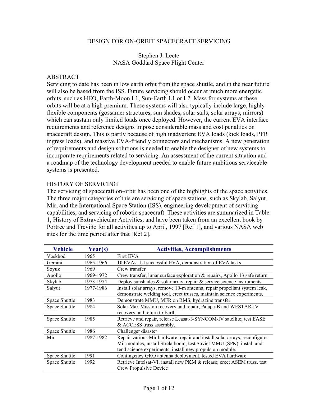 Design for On-Orbit Spacecraft Servicing