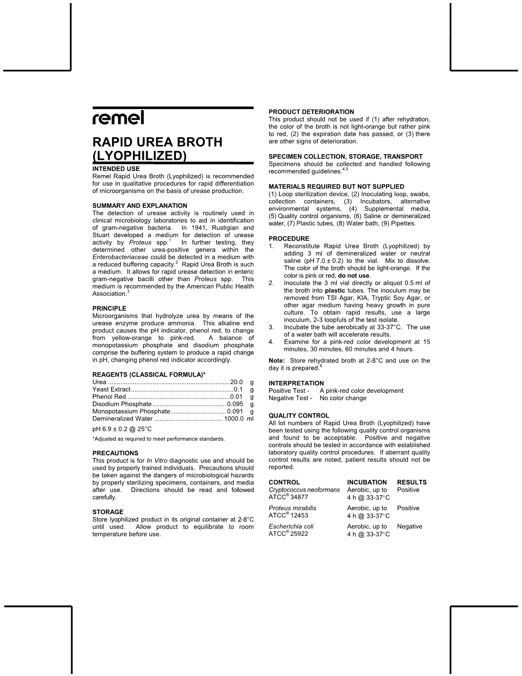 Rapid Urea Broth