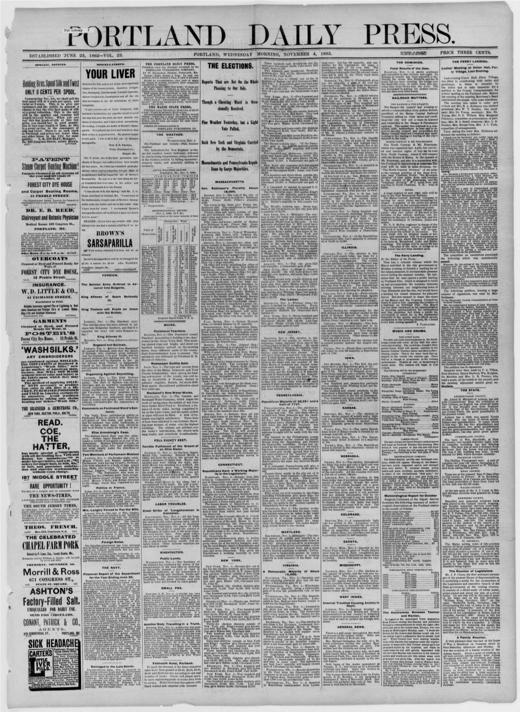 Portland Daily Press: November 04,1885
