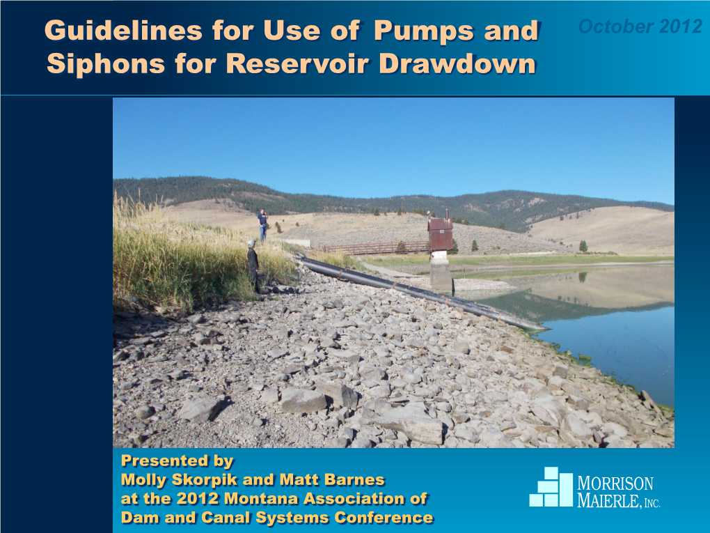 Guidelines for Use of Pumps and Siphons for Reservoir Drawdown