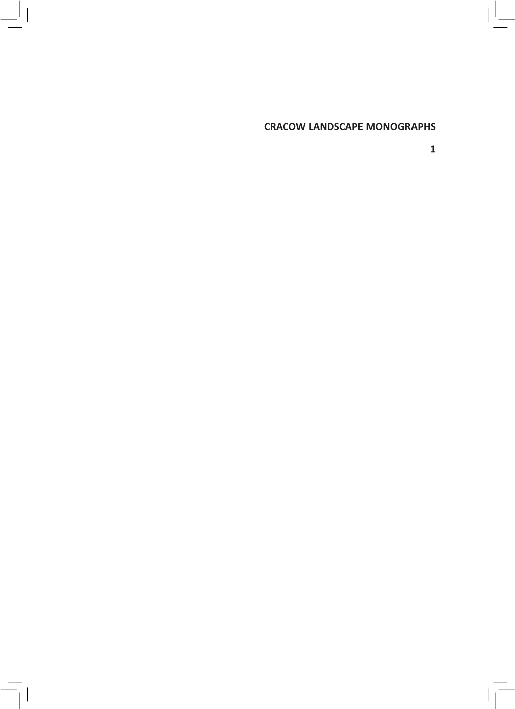 Cracow Landscape Monographs 1